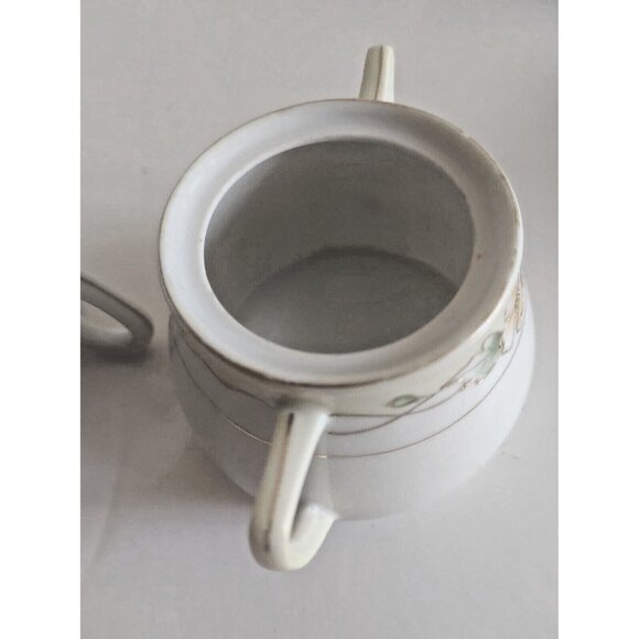 Nippon Hand-Painted Floral with Gold Trim Sugar Bowl & Creamer Set - Picture 10 of 13